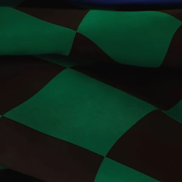 ウェーブブロックチェックテーブルクロス　ブルー