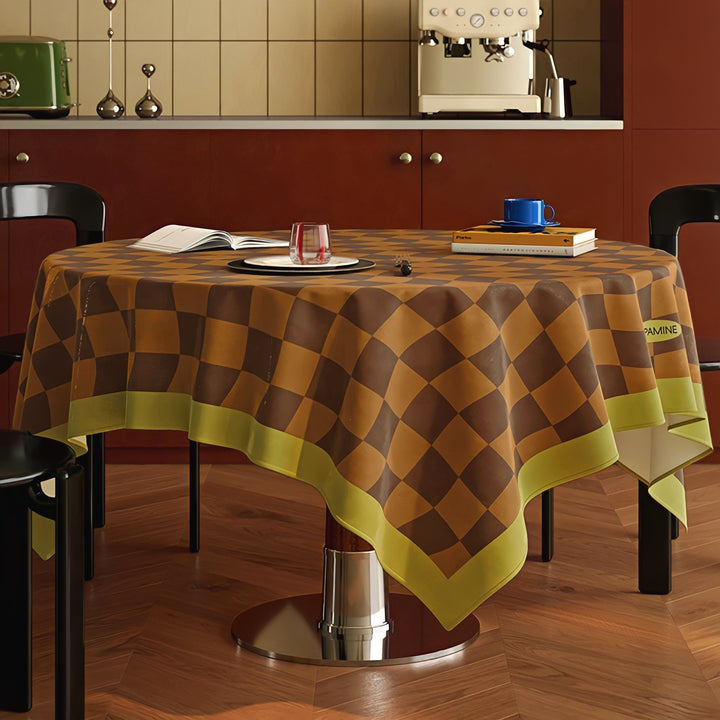 ウェーブブロックチェックテーブルクロス　イエロー