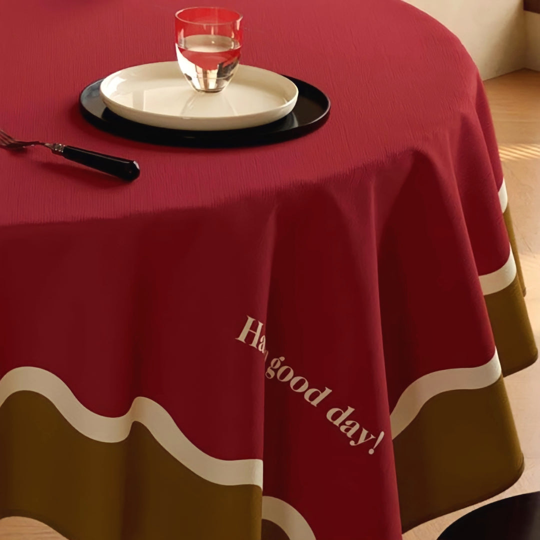 3カラーテーブルクロス　ワインレッド