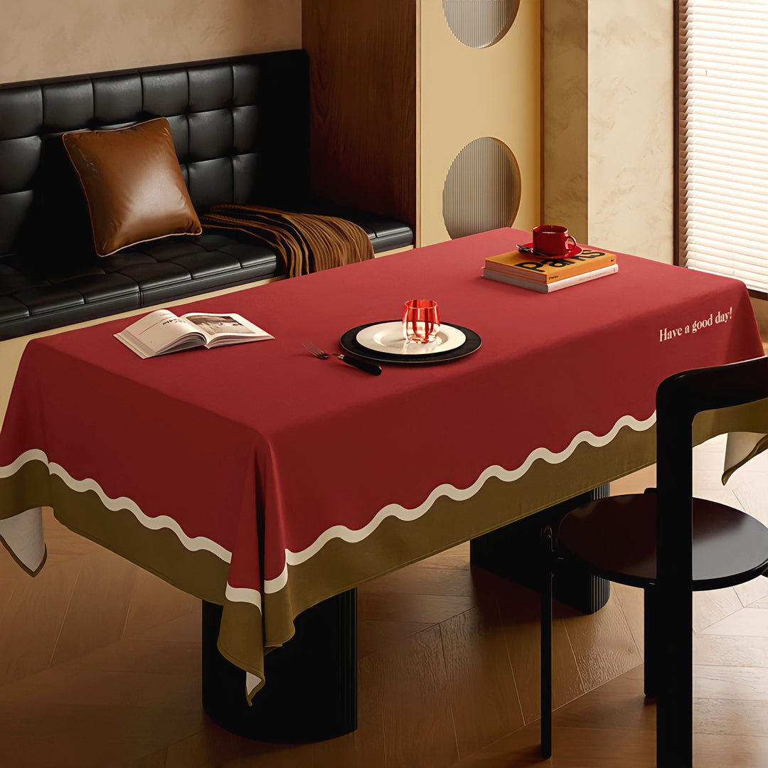 3カラーテーブルクロス　ワインレッド