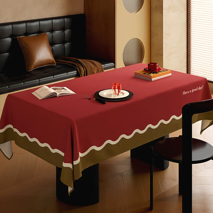 3カラーテーブルクロス　ワインレッド