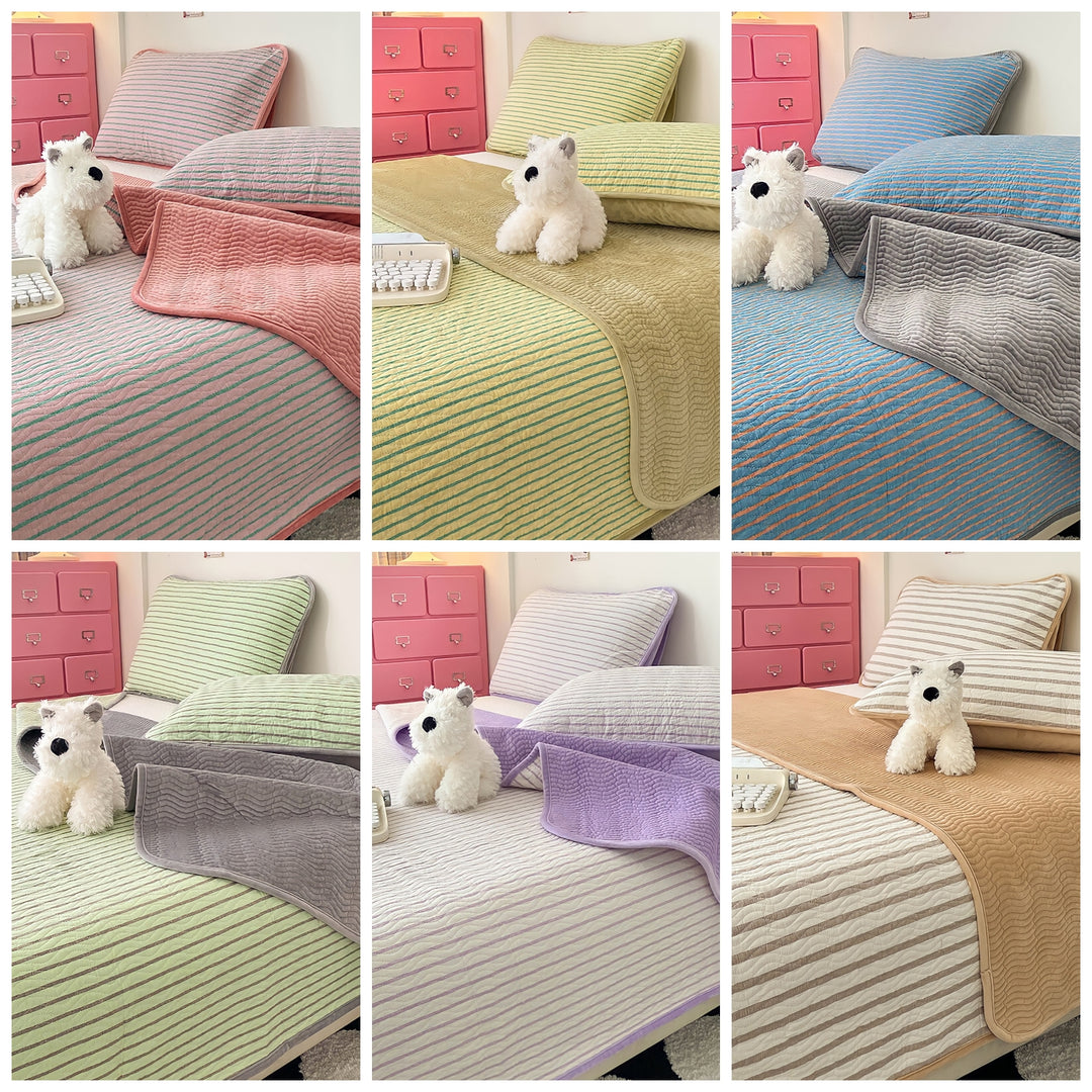 Cotton fleece reversible quilting "pink stripe"