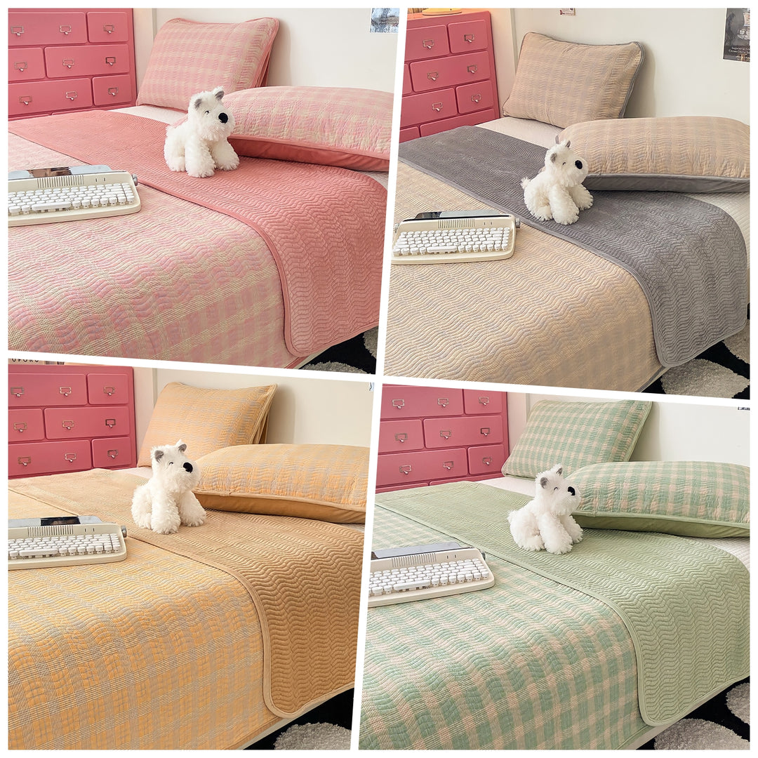 Cotton fleece reversible quilting "pink stripe"