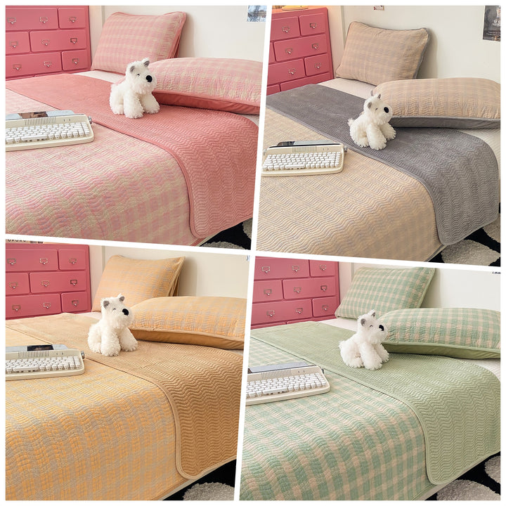 Cotton fleece reversible quilting "pink stripe"