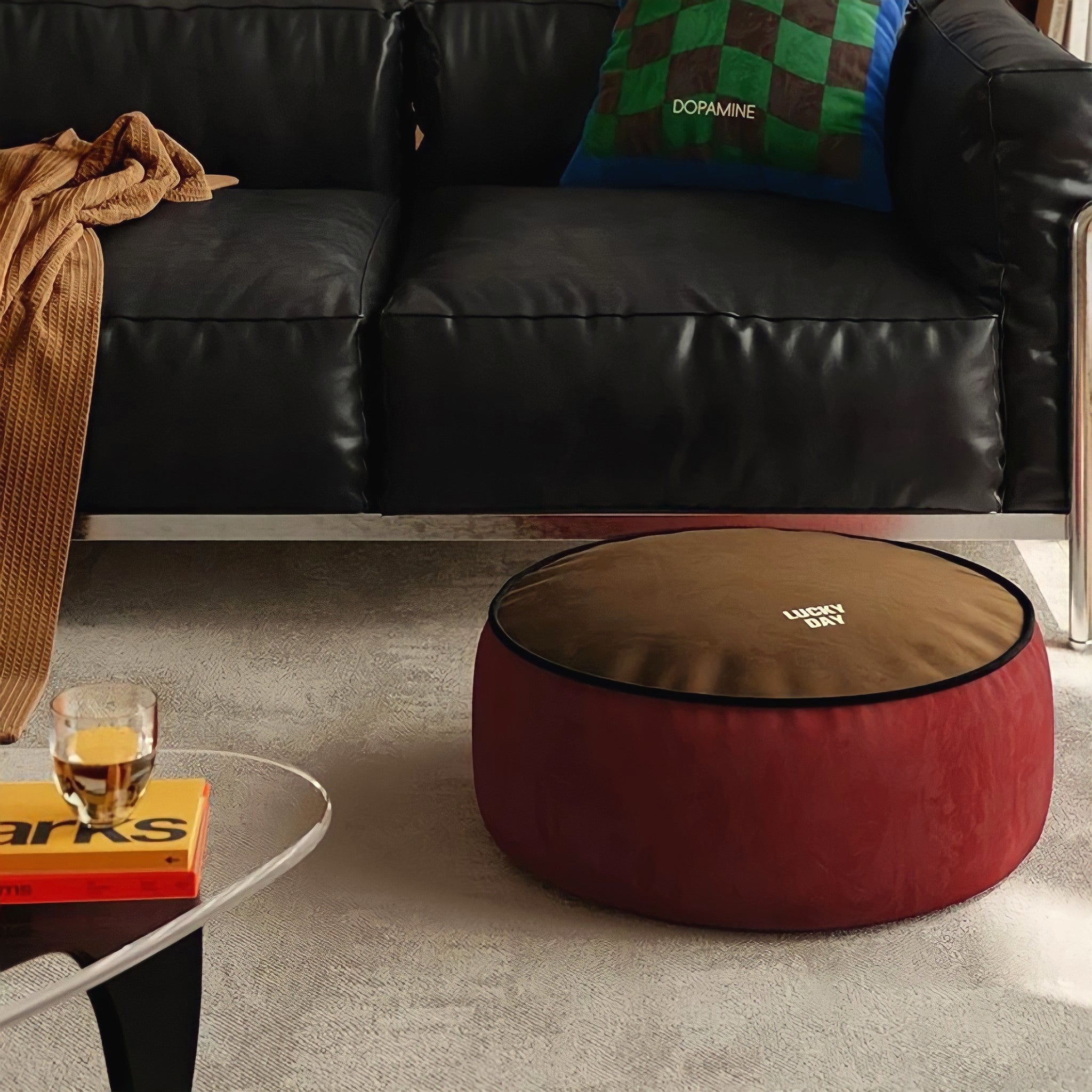 コンビカラーラウンドクッション　イエロー