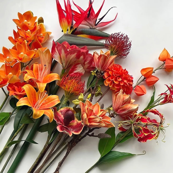 オレンジ&レッドフェイクフラワー