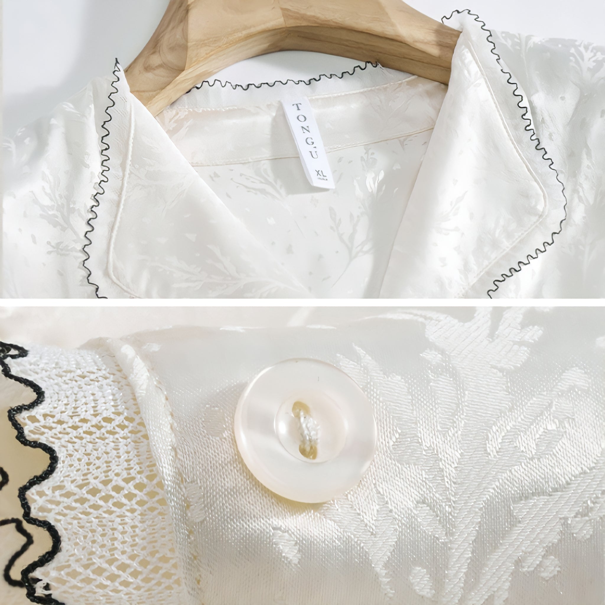 Leaf print ice silk pajamas
