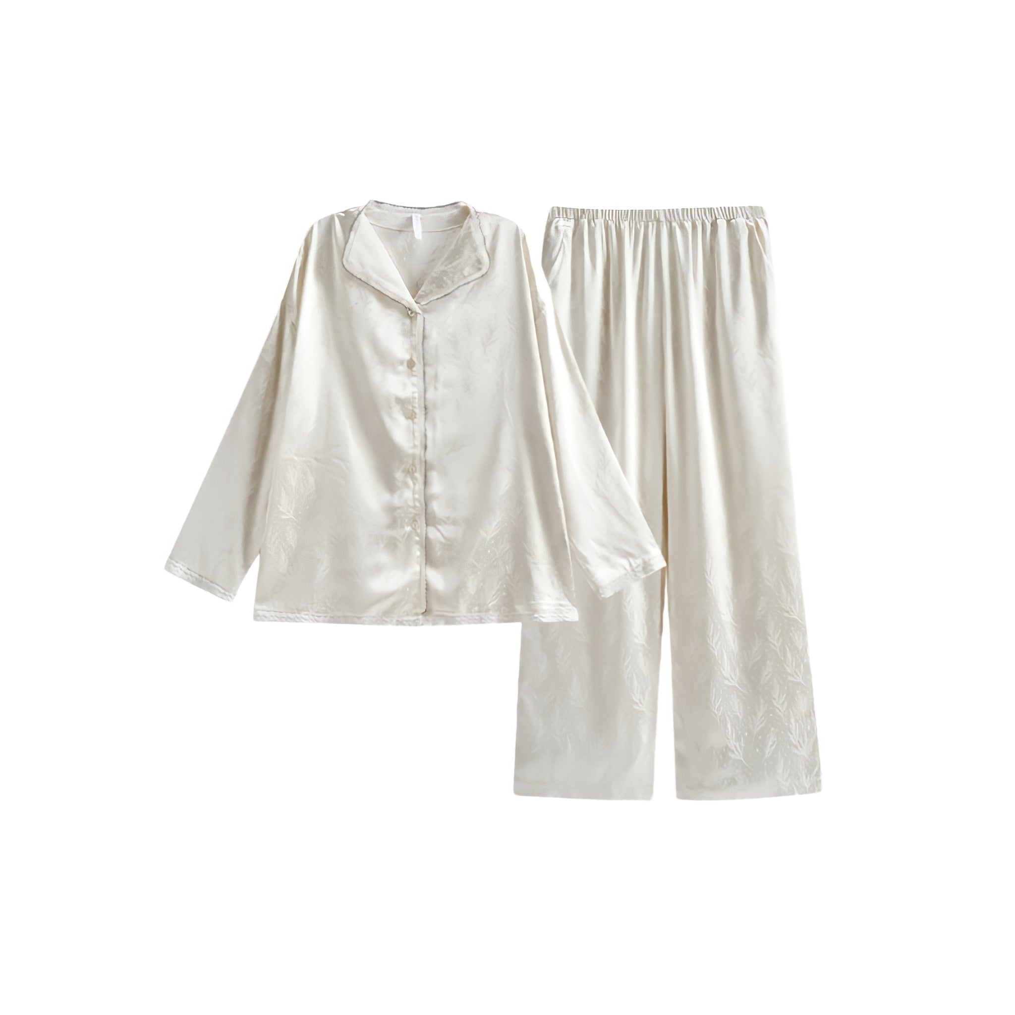 Leaf print ice silk pajamas