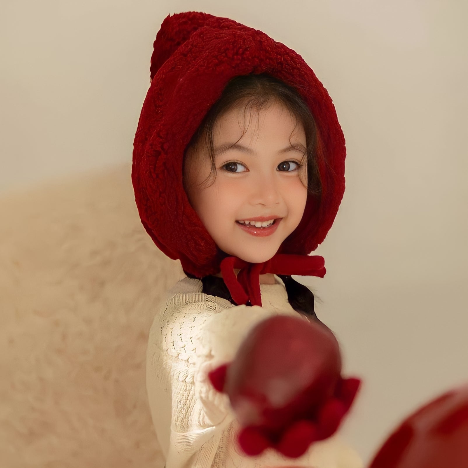 イチゴキッズボア帽子