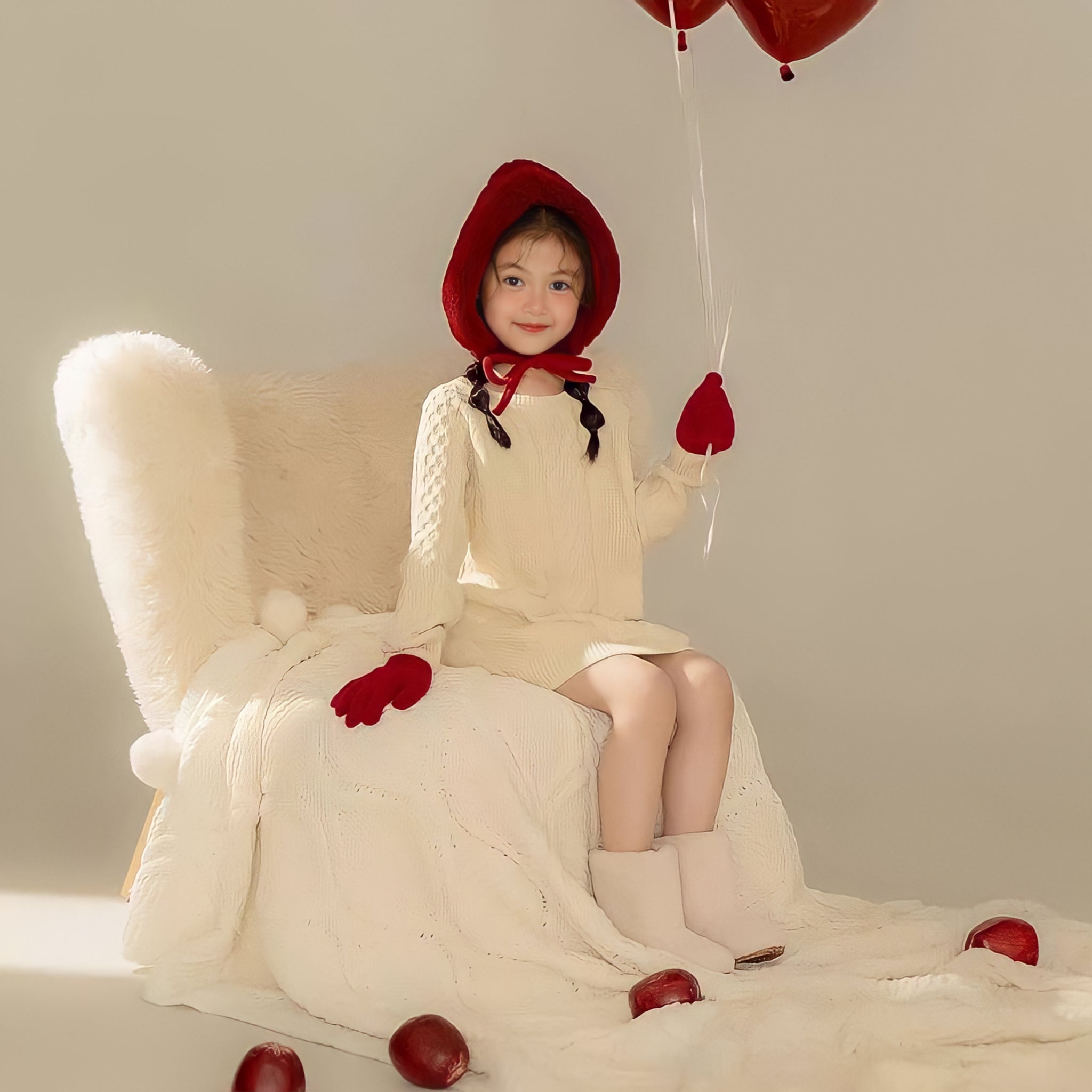 イチゴキッズボア帽子