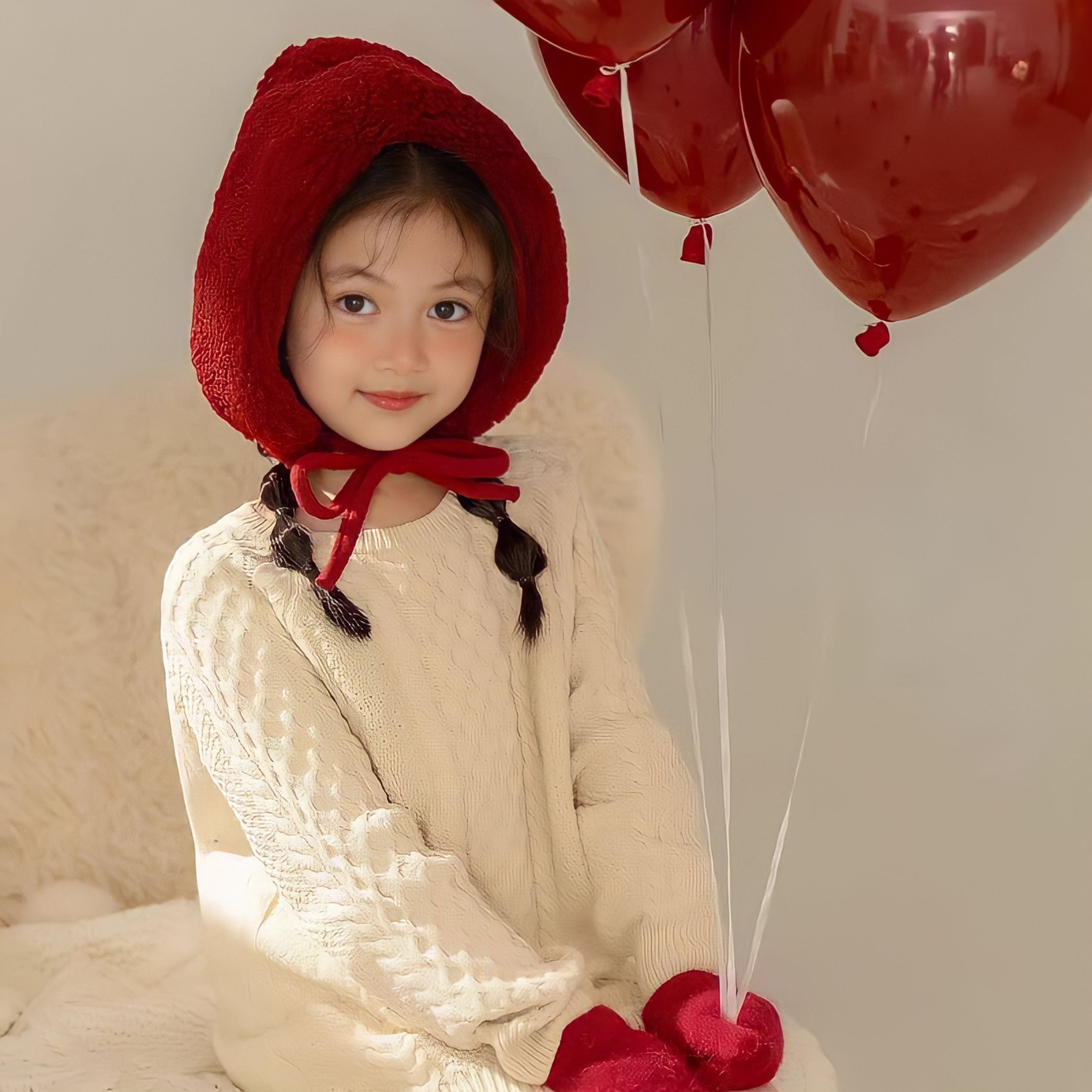 イチゴキッズボア帽子