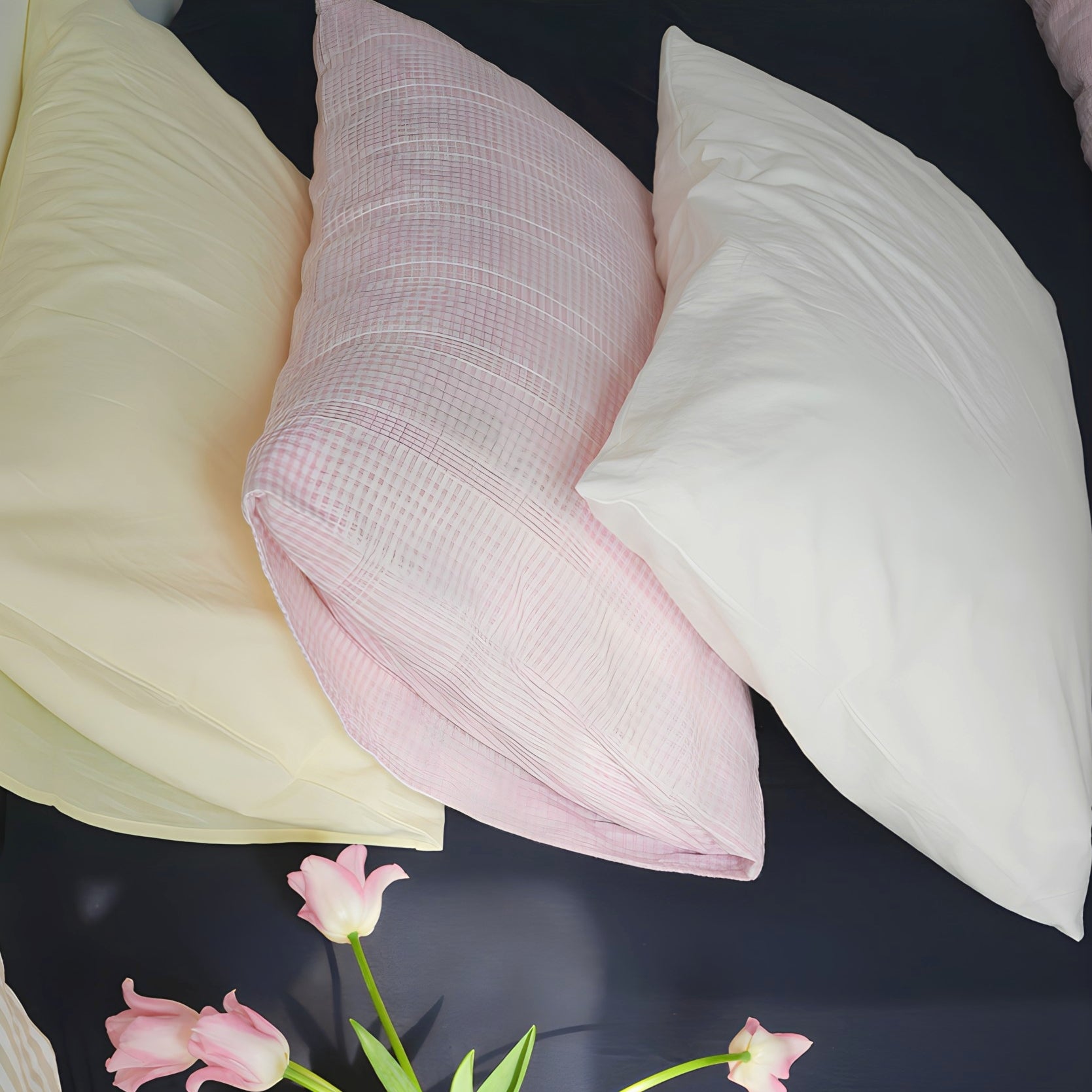 レトロピンクチェックコットン寝具セット