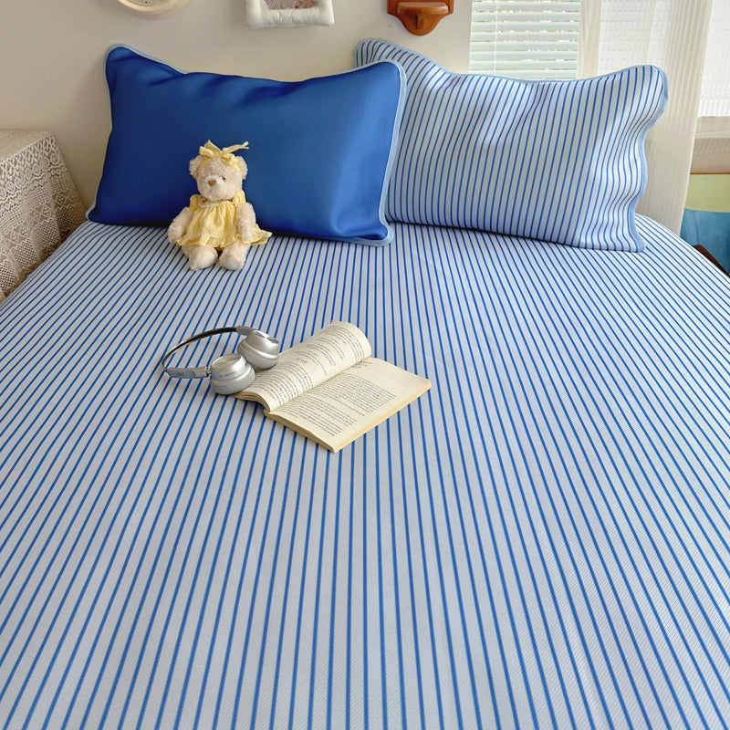 Ice Silk Stripe Summer Mat, Blue
