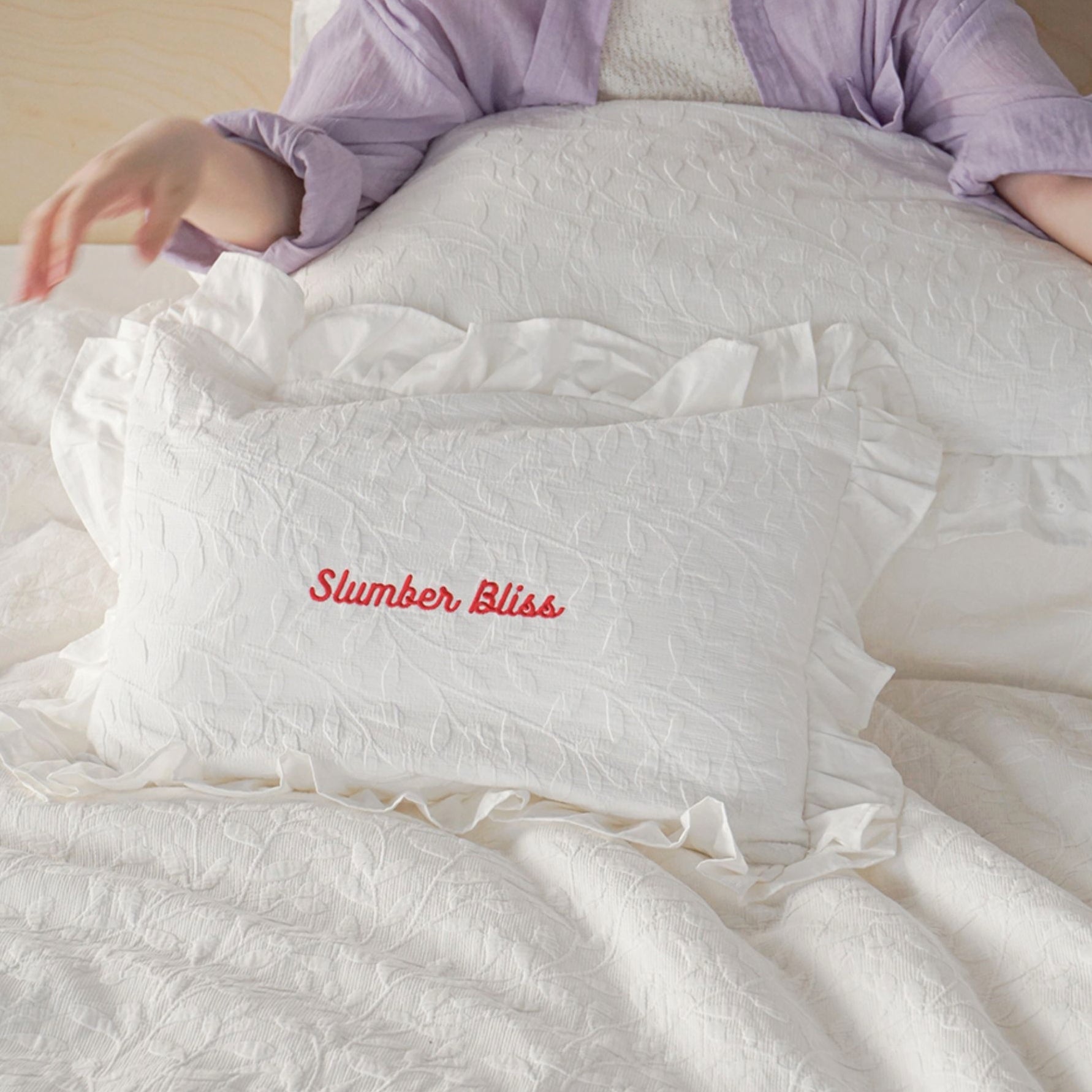 ジャガードフリルコットンピロー