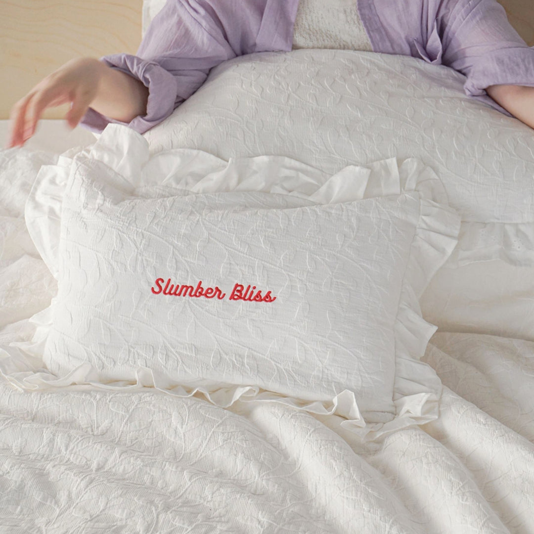Jacquard ruffle cotton pillow