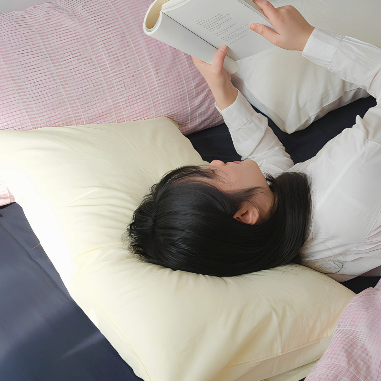 レトロピンクチェックコットン寝具セット