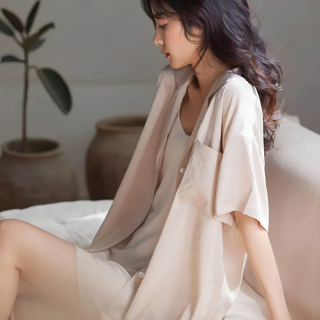 Ice silk jacquard pajamas