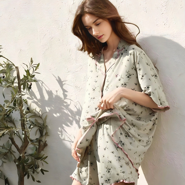 Soft modal small floral print pajamas