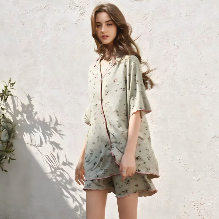 Soft modal small floral print pajamas