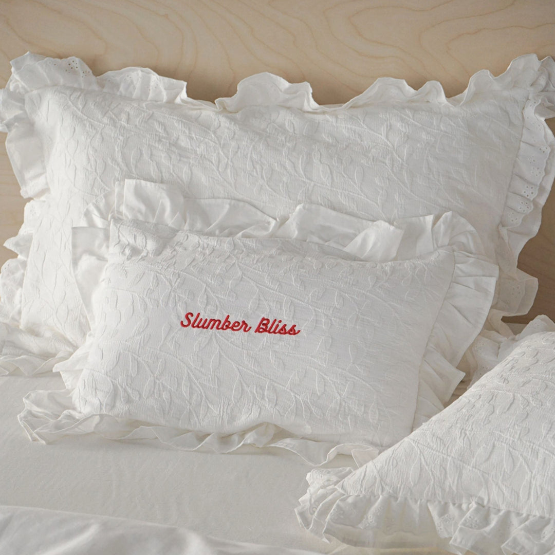 Jacquard ruffle cotton pillow