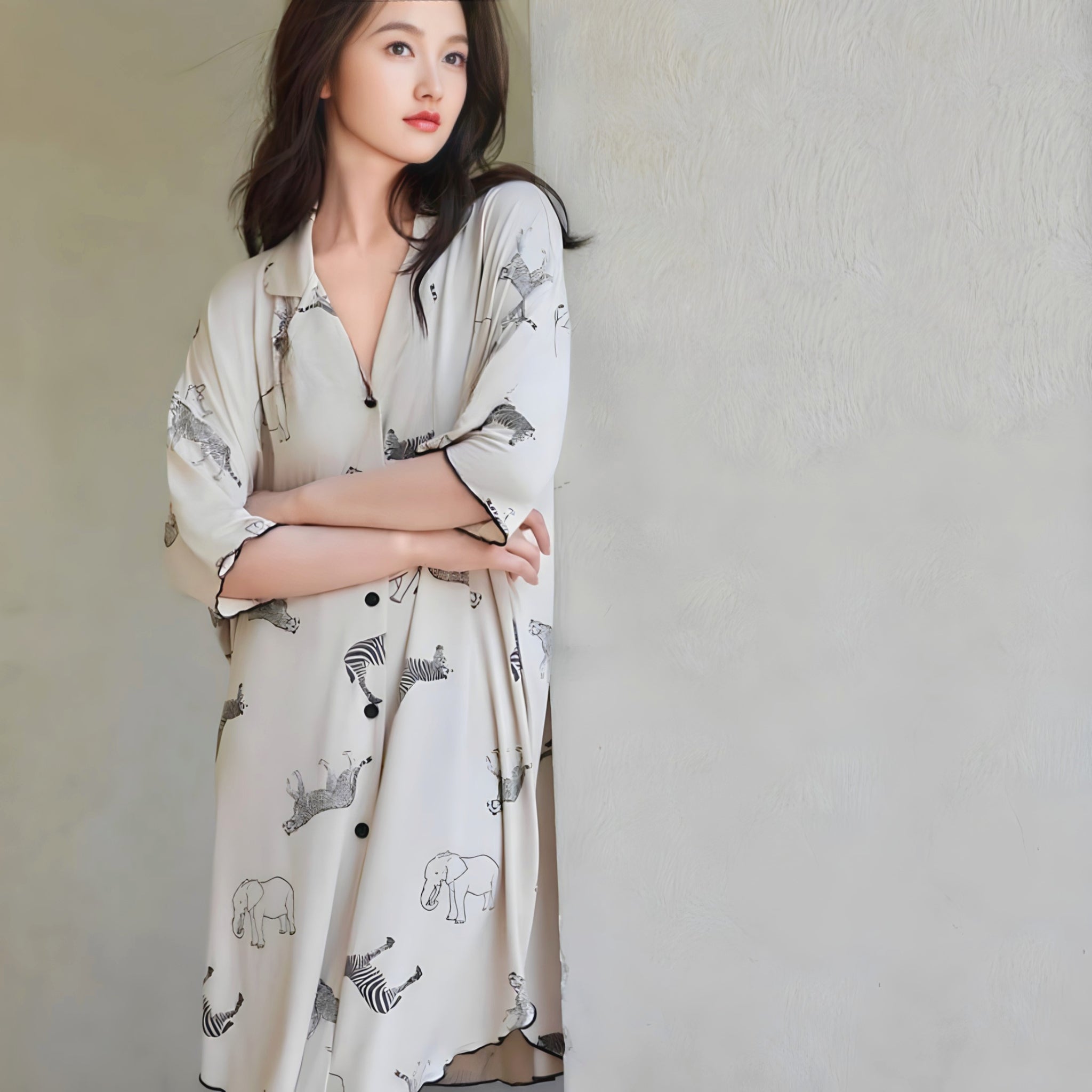Animal Print Summer Pajama Dress