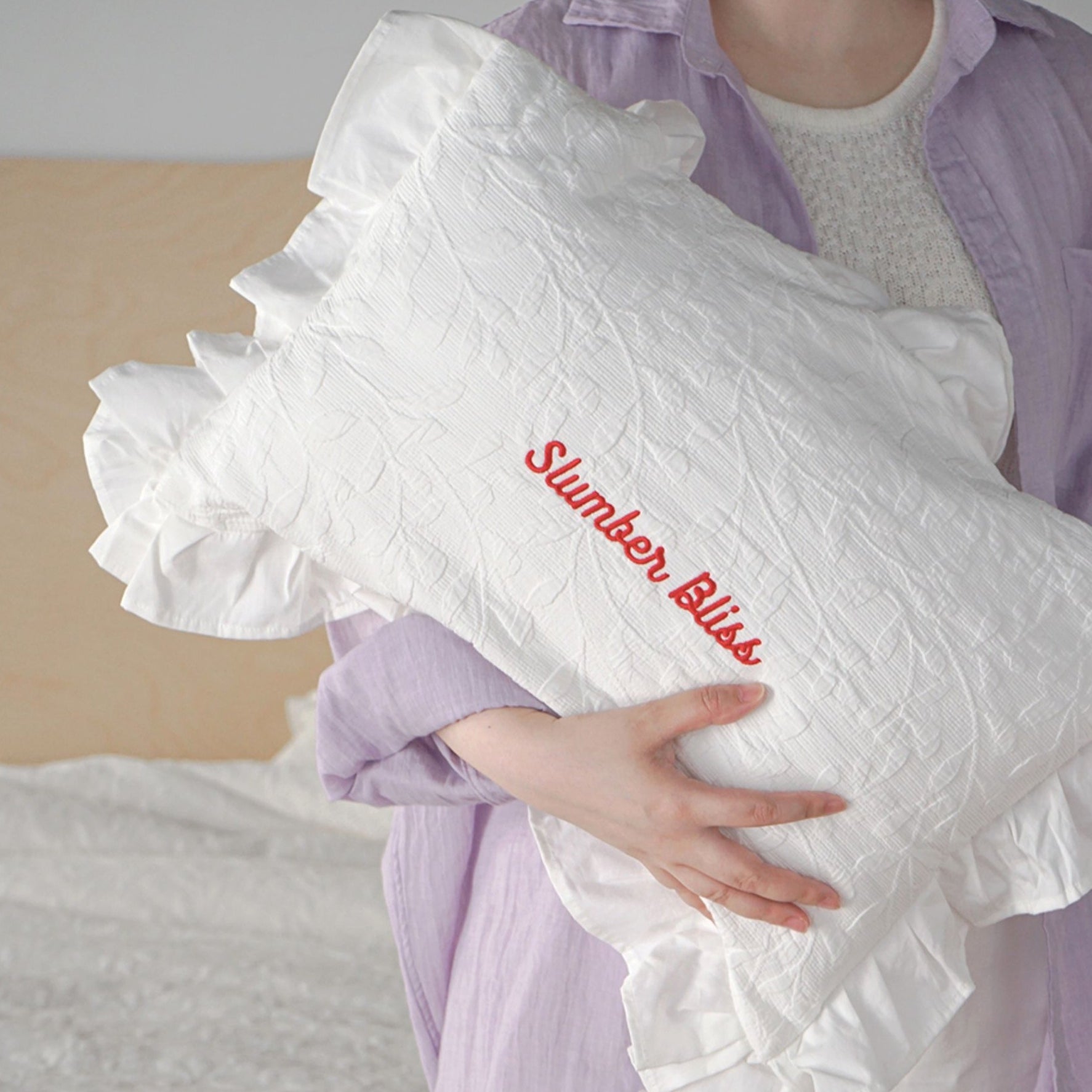 ジャガードフリルコットンピロー