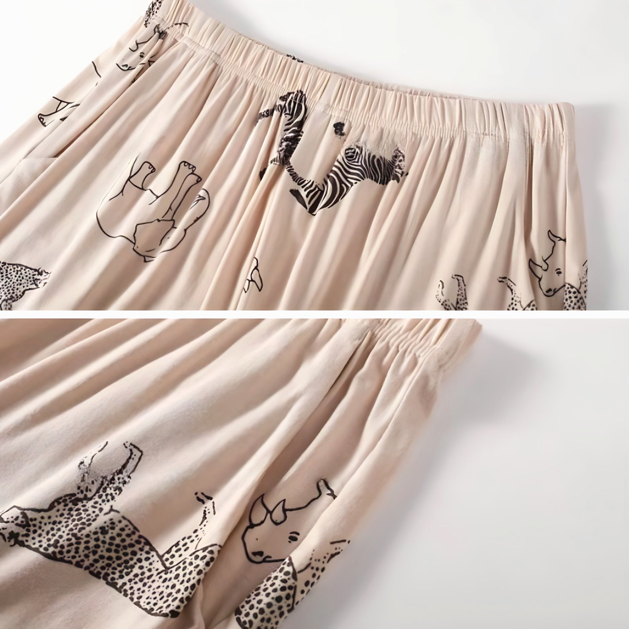 Animal Print Summer Pajamas, Short Sleeve