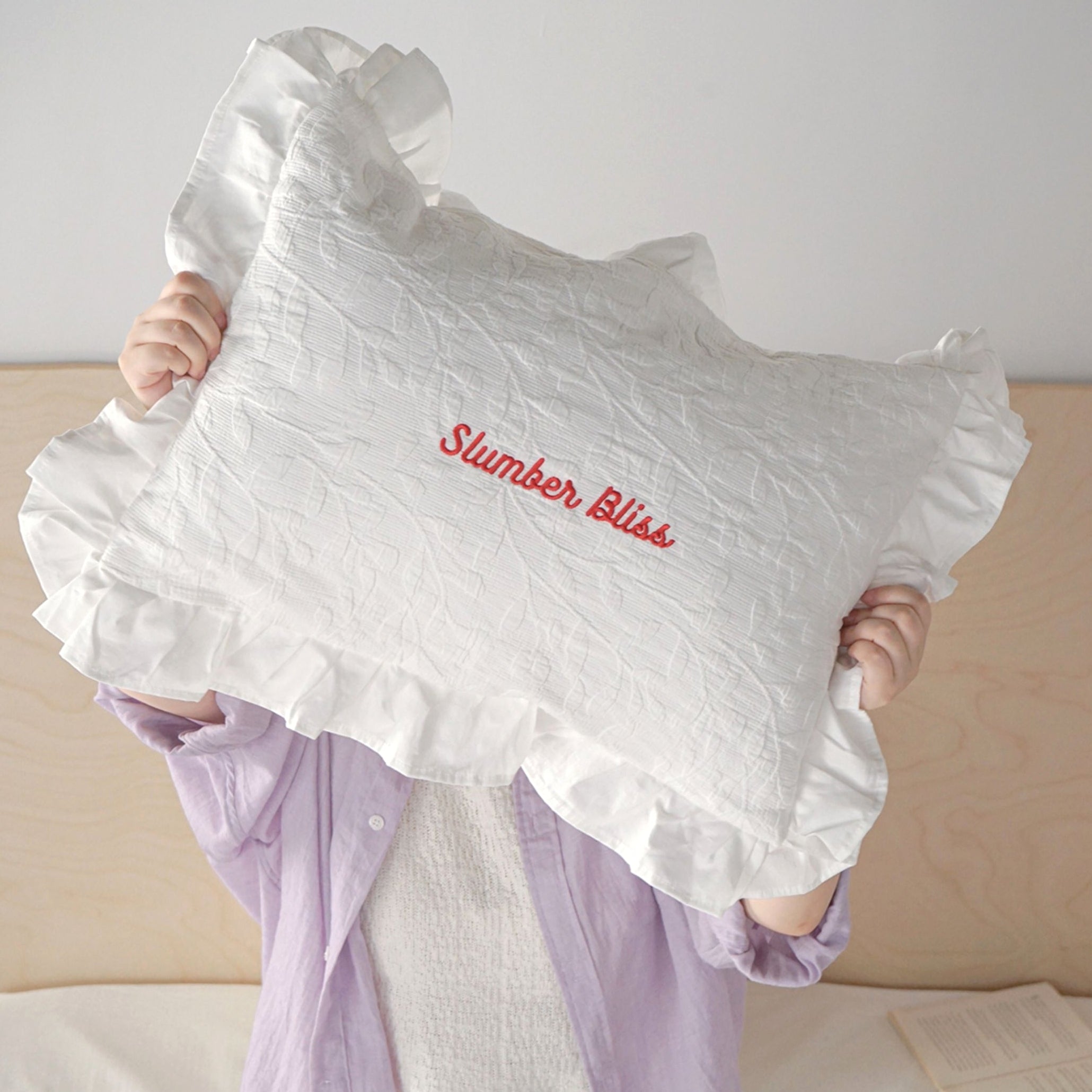 ジャガードフリルコットンピロー