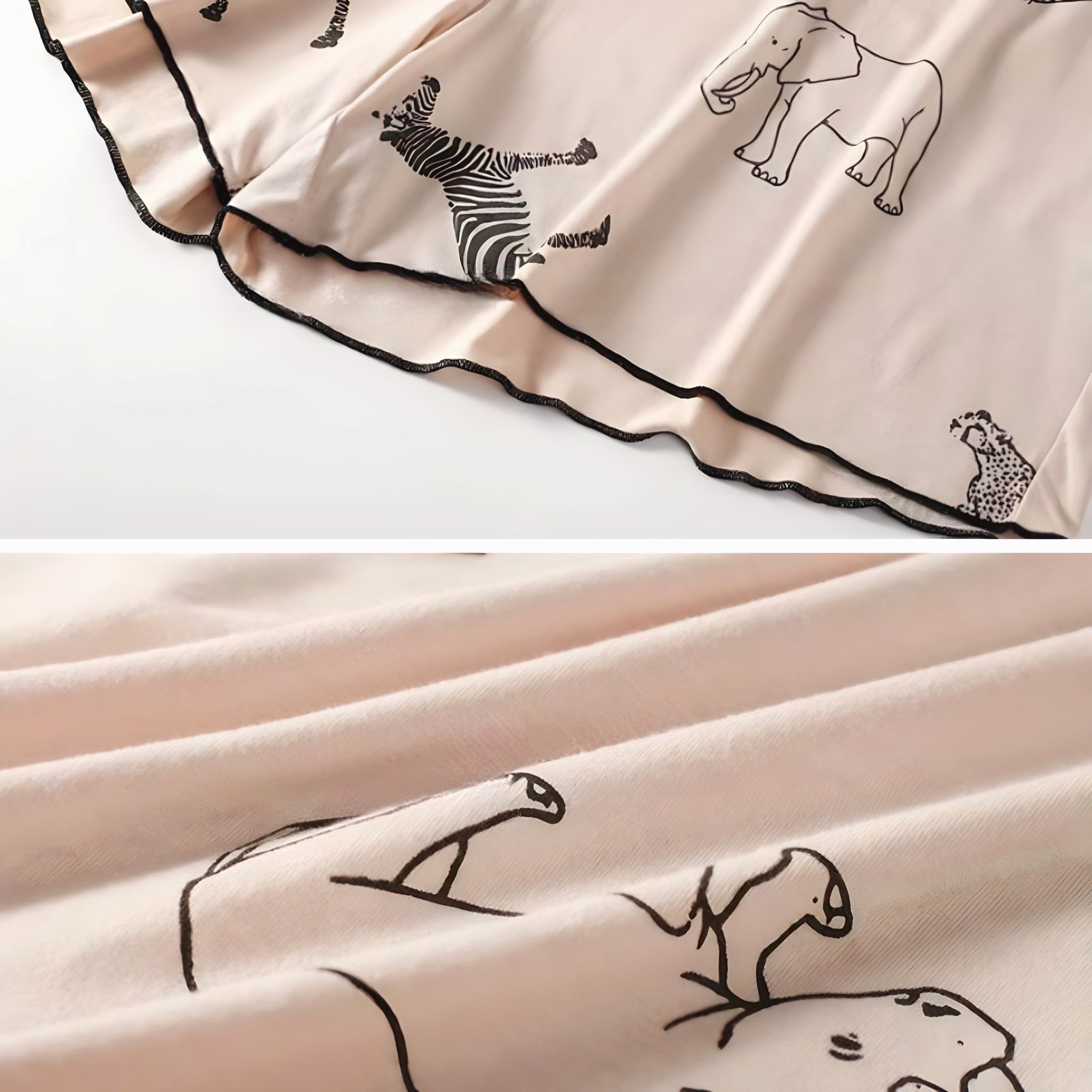 Animal Print Summer Pajamas, Short Sleeve