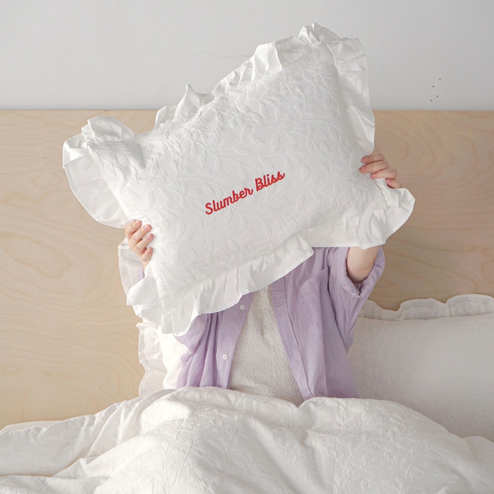 ジャガードフリルコットンピロー