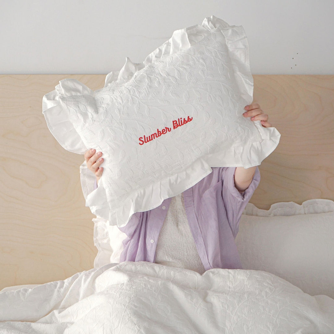 Jacquard ruffle cotton pillow