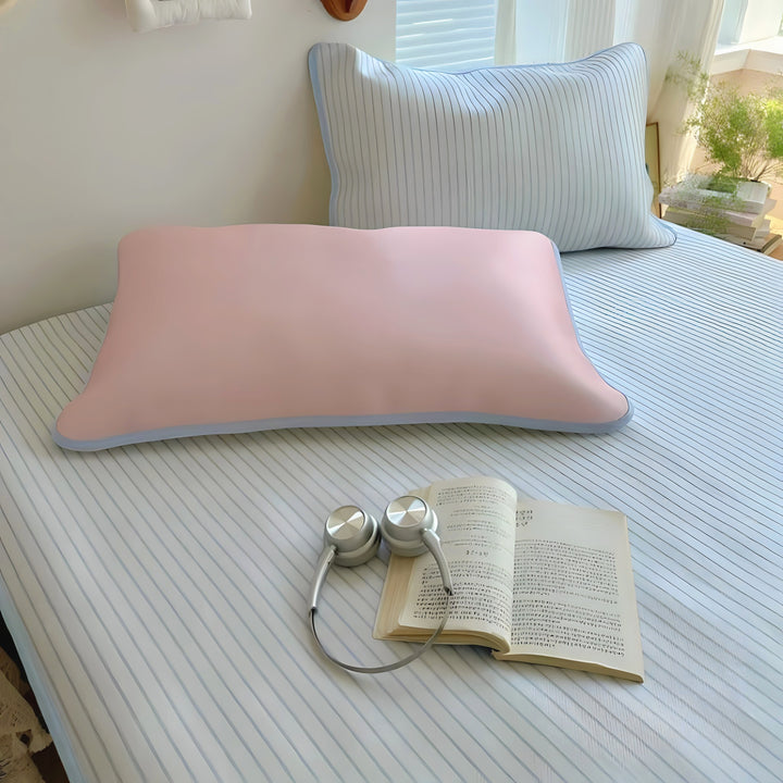 Ice Silk Stripe Summer Mat, Light Blue