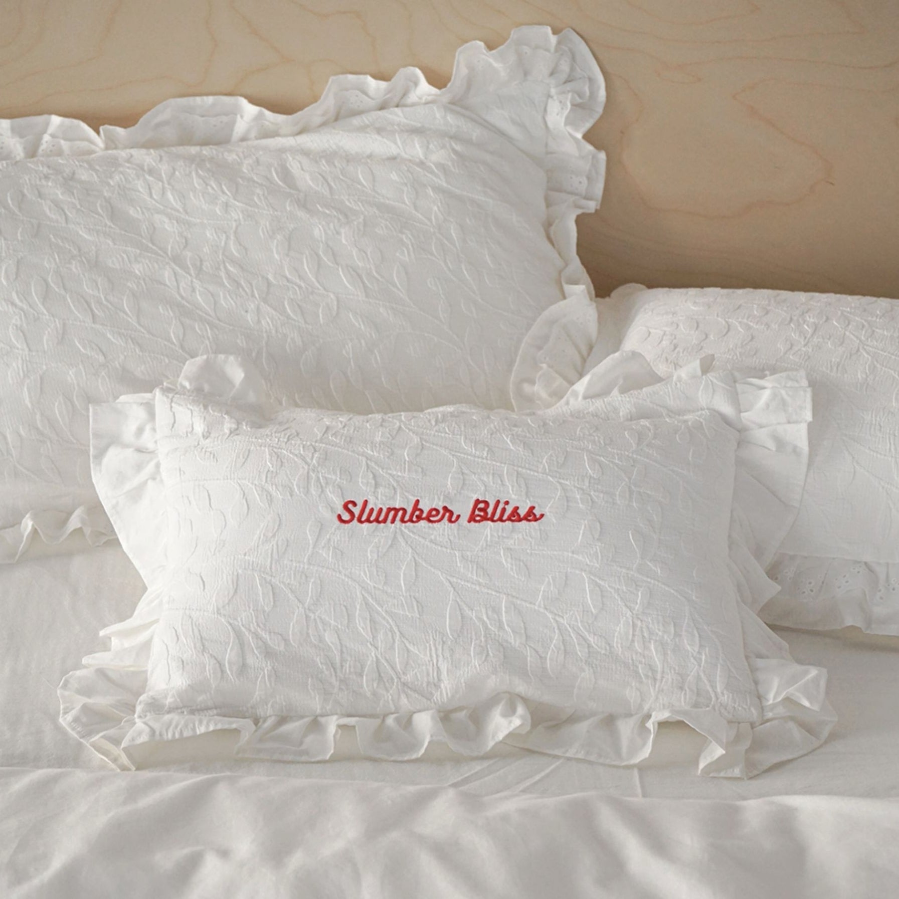 ジャガードフリルコットンピロー