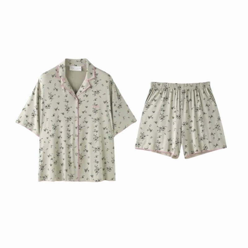 Soft modal small floral print pajamas