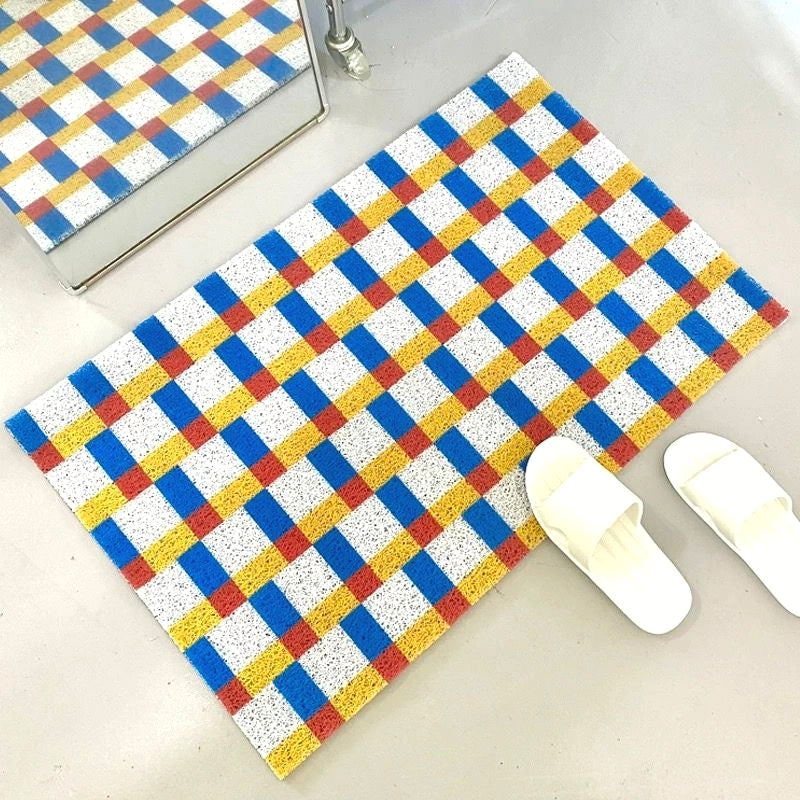 カラフルポップドアマット ブロックチェック