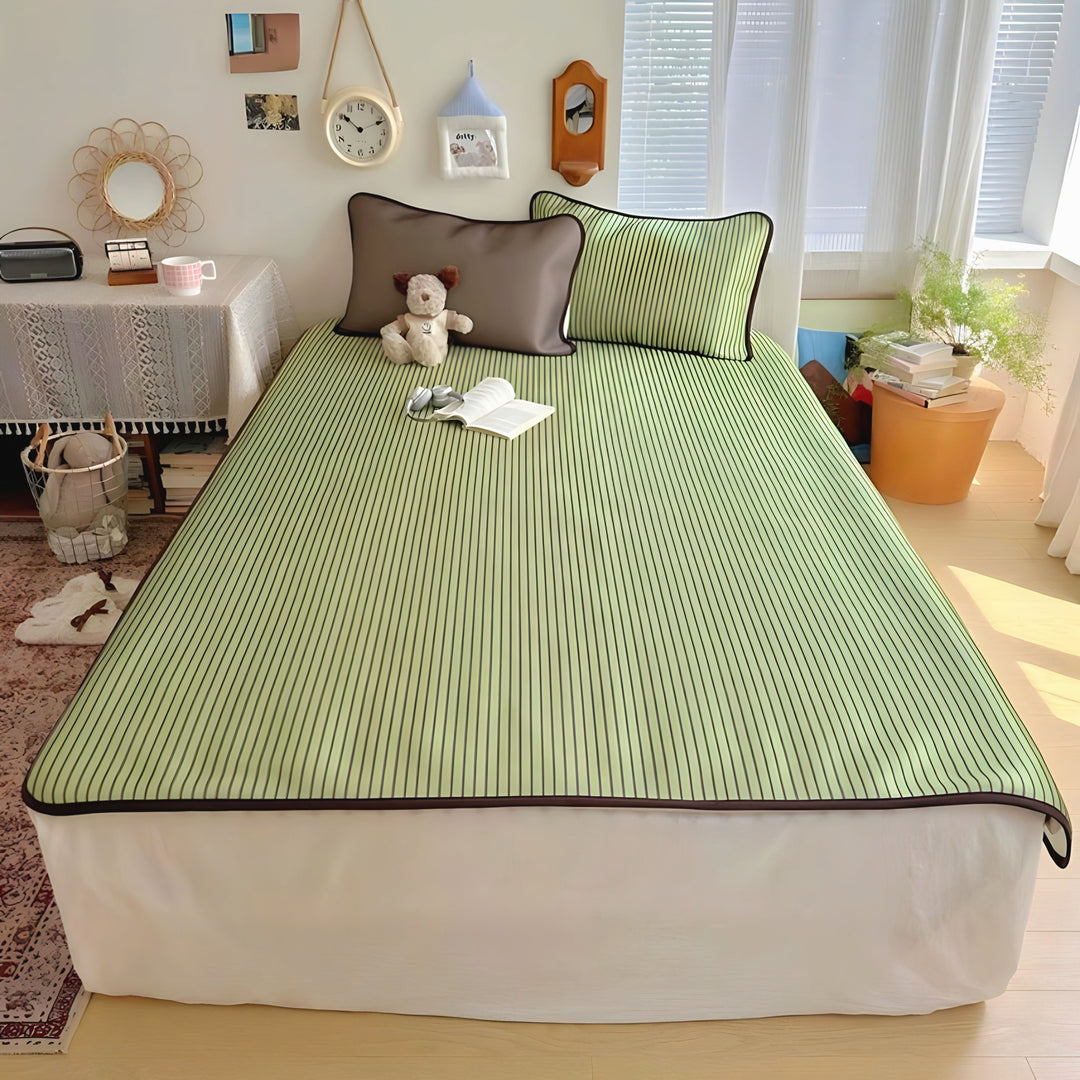 Ice Silk Stripe Summer Mat, Green