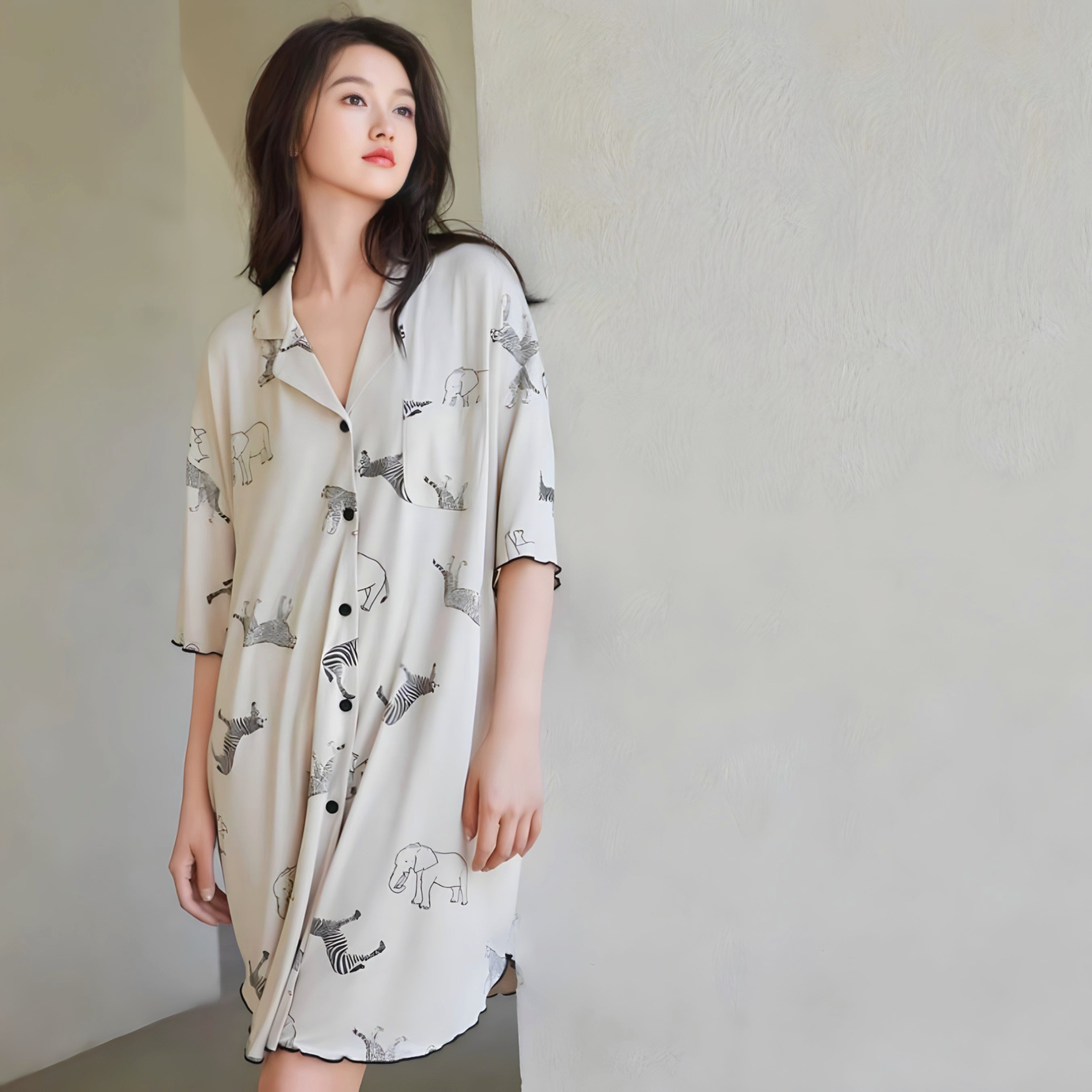 Animal Print Summer Pajama Dress
