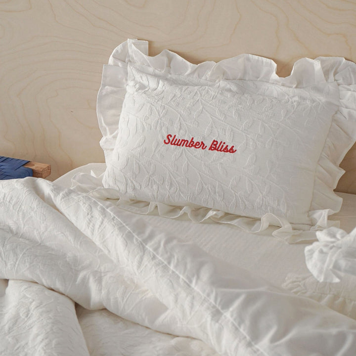 Jacquard ruffle cotton pillow