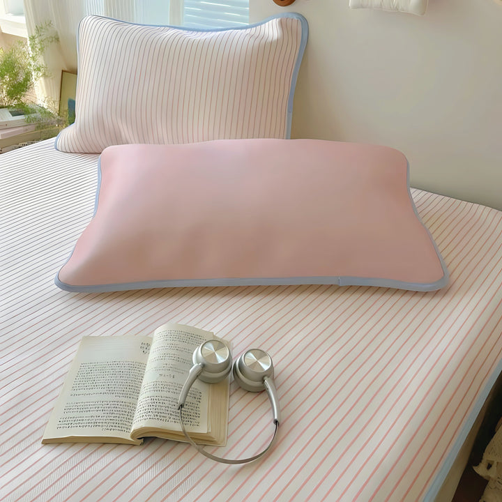Ice Silk Stripe Summer Mat, Light Pink