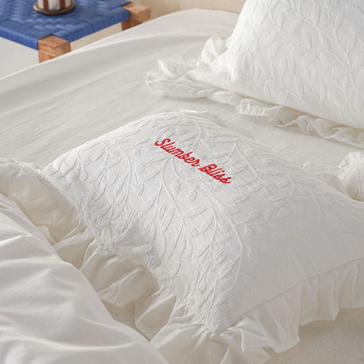 Jacquard ruffle cotton pillow