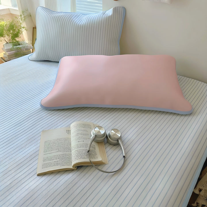 Ice Silk Stripe Summer Mat, Light Blue