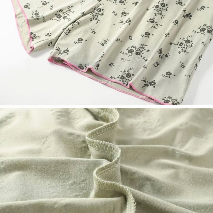 Soft modal small floral print pajamas