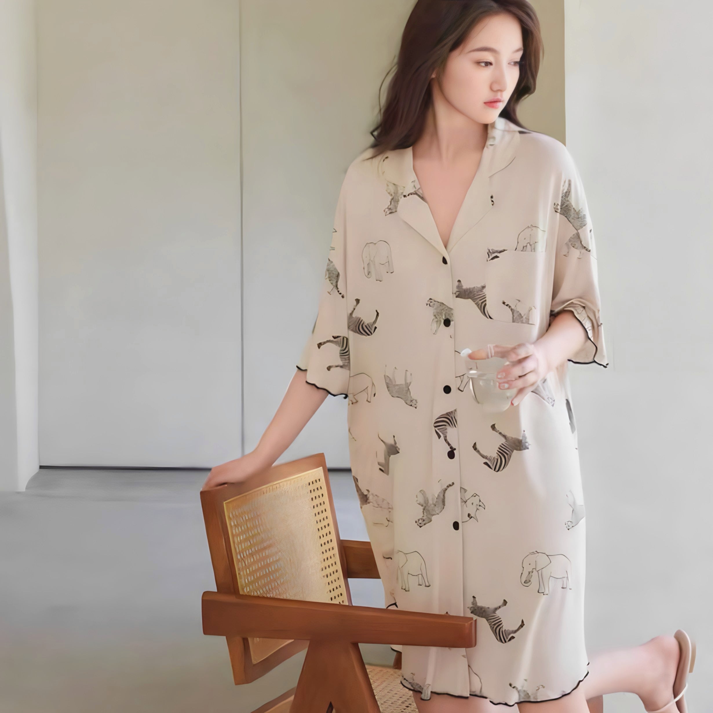Animal Print Summer Pajama Dress