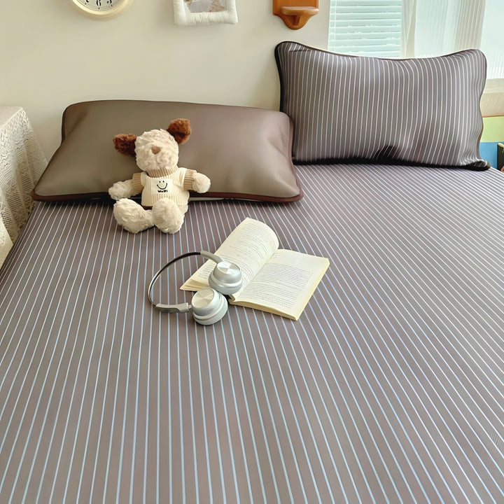 Ice Silk Stripe Summer Mat, Coffee