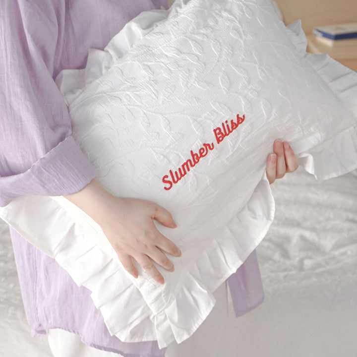 Jacquard ruffle cotton pillow