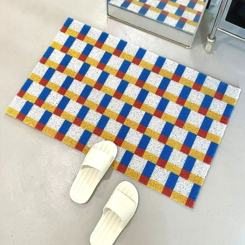 カラフルポップドアマット ブロックチェック