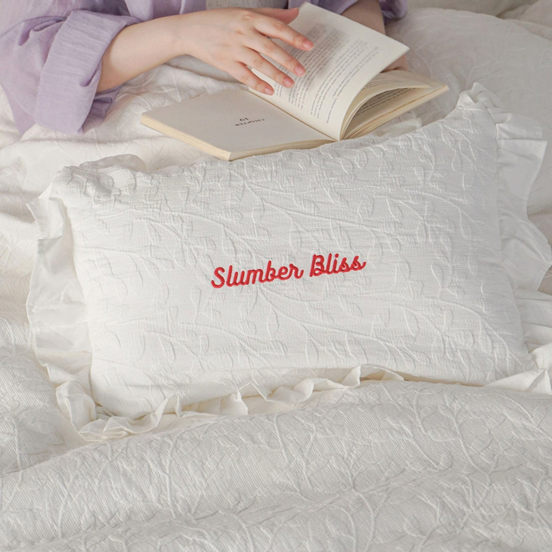 Jacquard ruffle cotton pillow