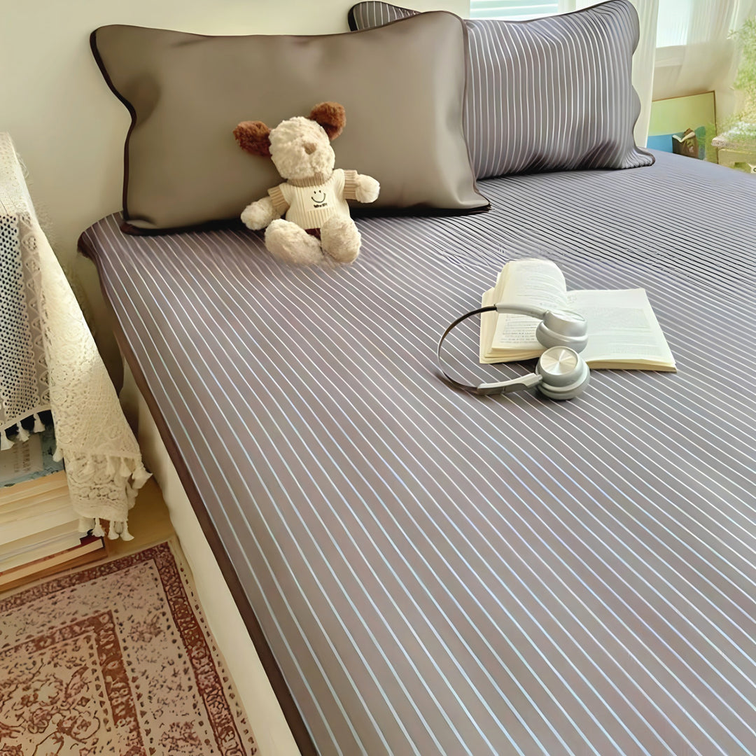 Ice Silk Stripe Summer Mat, Coffee