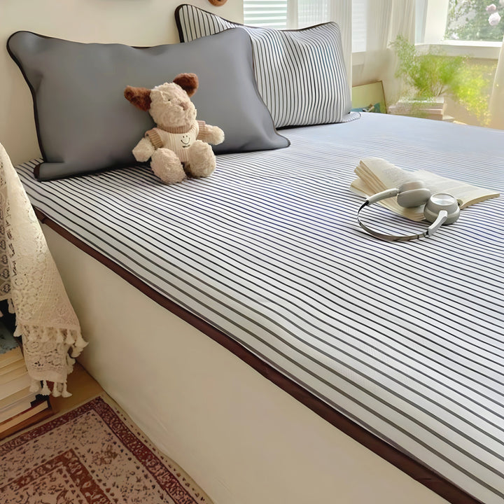 Ice Silk Stripe Summer Mat, Gray