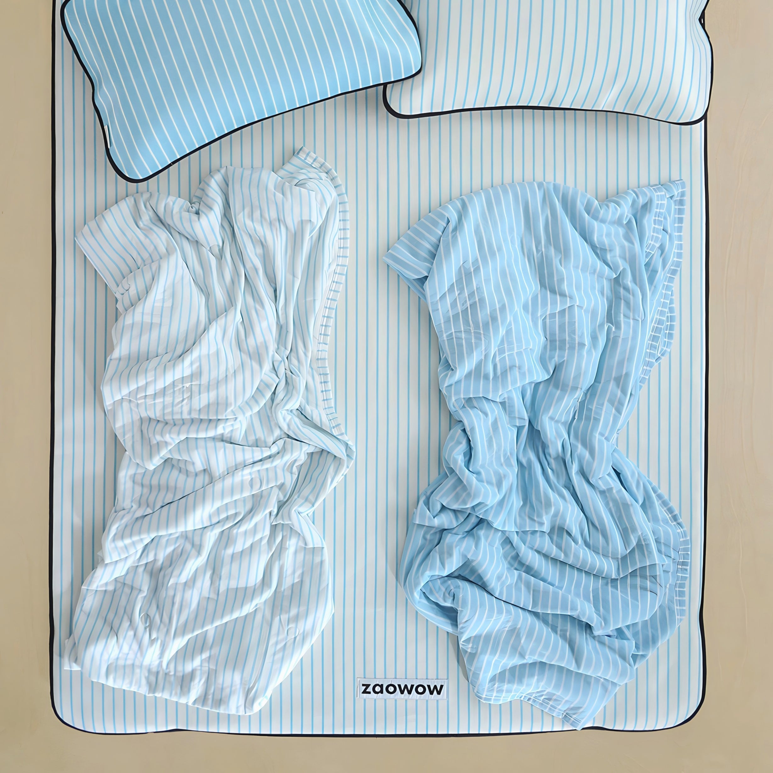 Summer Soft Stripe Quilt, Light Blue